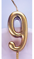Rose Gold Number 9 Birthday Candle